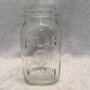 Atlas Mason Clear Glass Canning Jar Vintage